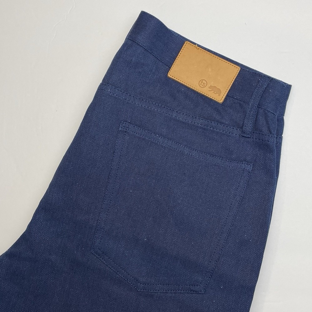 Taylor Stitch Pants Mens 33x28 Blue Hemp Organic Cotton Slim 5 Pocket Button Fly